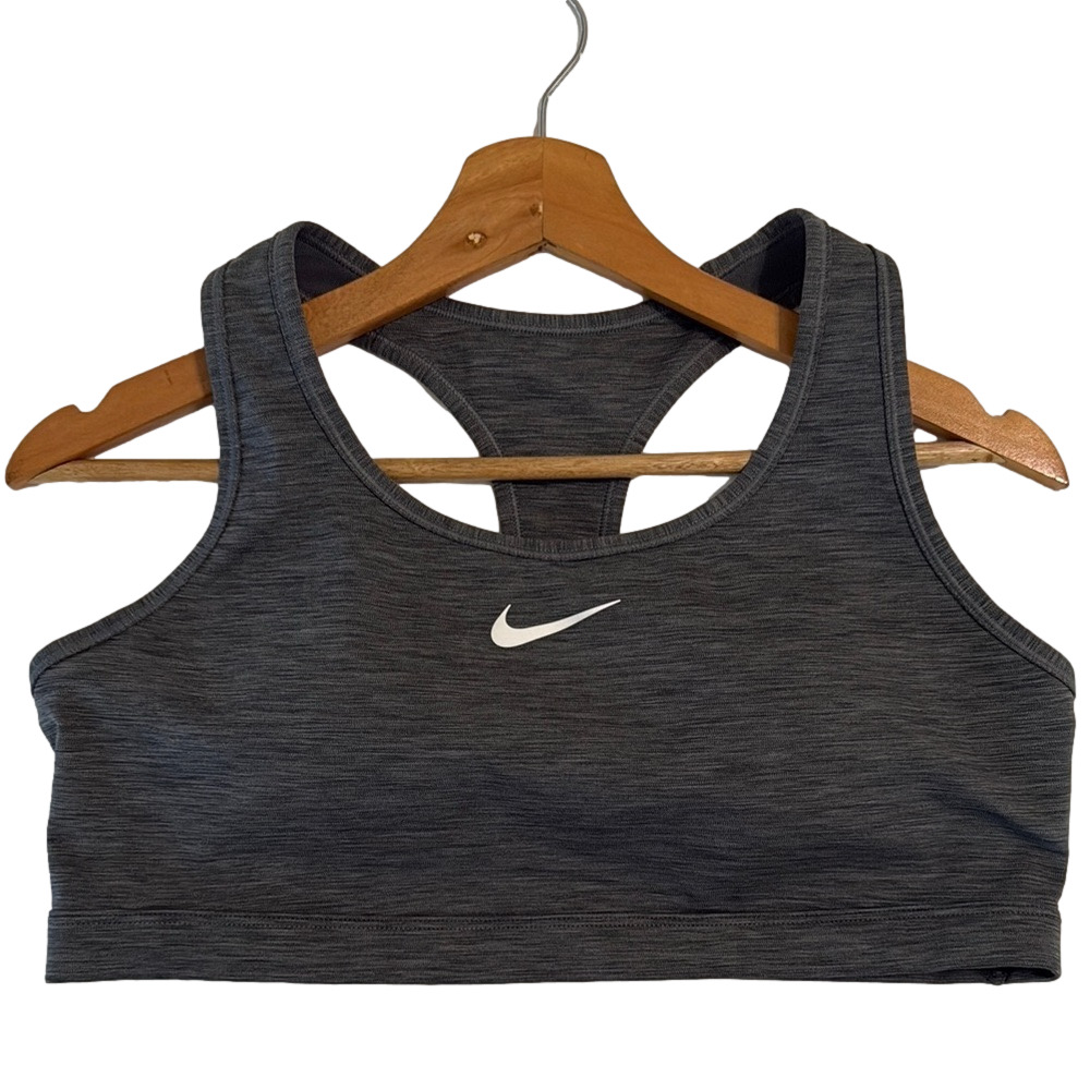 Nike Swoosh Dri-Fit Gray Sports Bra Moisture-Wicking Racerback